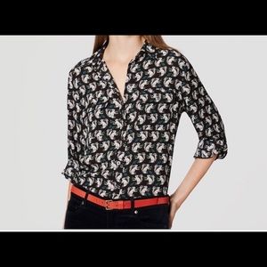 Loft PXS utility blouse in squirrel print